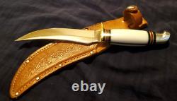 Western USA 1961-76 9 White Handle Fixed Blade Hunting/Skinning Knife withcase