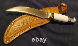 Western USA 1961-76 9 White Handle Fixed Blade Hunting/Skinning Knife withcase