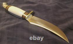 Western USA 1961-76 9 White Handle Fixed Blade Hunting/Skinning Knife withcase