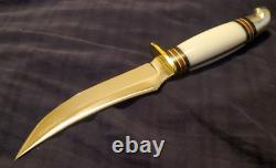 Western USA 1961-76 9 White Handle Fixed Blade Hunting/Skinning Knife withcase