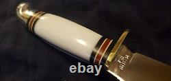 Western USA 1961-76 9 White Handle Fixed Blade Hunting/Skinning Knife withcase