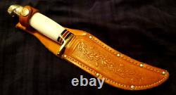 Western USA 1961-76 9 White Handle Fixed Blade Hunting/Skinning Knife withcase