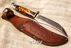 Western USA W-39 1961-76 9 Amber Pearl Hunting/Skinning Knife withcase Gem