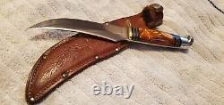 Western USA W-39 1961-76 9 Amber Pearl Hunting/Skinning Knife withcase Gem