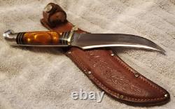 Western USA W-39 1961-76 9 Amber Pearl Hunting/Skinning Knife withcase Gem