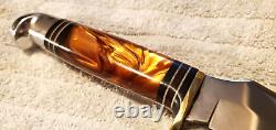 Western USA W-39 1961-76 9 Amber Pearl Hunting/Skinning Knife withcase Gem