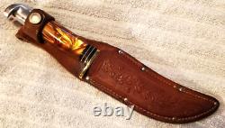 Western USA W-39 1961-76 9 Amber Pearl Hunting/Skinning Knife withcase Gem