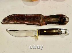 Western USA W36 Knife & Sheath Beautiful Original Vintage Rosewood Collectible