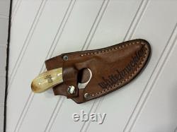 Whiteknuckler Fixed Blade Knife D2 Steel Horn Handle USA with Leather Sheath