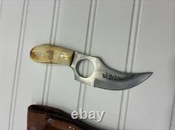 Whiteknuckler Fixed Blade Knife D2 Steel Horn Handle USA with Leather Sheath