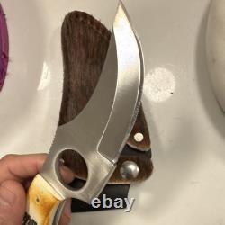 Whiteknuckler Fixed Blade Knife Stainless Steel Bone Handle Full Tang Sheath