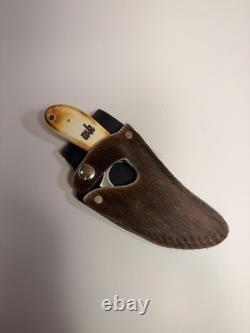 Whiteknuckler Fixed Blade Knife Stainless Steel Bone Handle Full Tang Sheath
