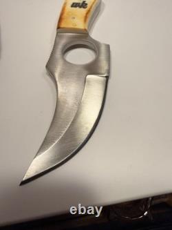 Whiteknuckler Fixed Blade Knife Stainless Steel Bone Handle Full Tang Sheath