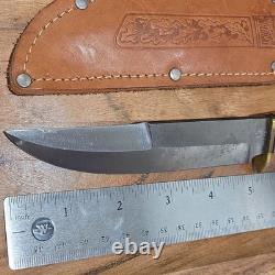 Wild Cat 24X Fixed Blade Hunting Knife Clip Point Stainless Stag Handle w Sheath