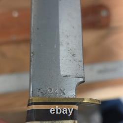 Wild Cat 24X Fixed Blade Hunting Knife Clip Point Stainless Stag Handle w Sheath