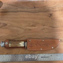 Wild Cat 24X Fixed Blade Hunting Knife Clip Point Stainless Stag Handle w Sheath