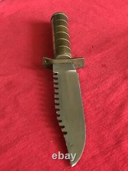 Wilderness Survival Knife Brass Storage Handle Vintage Black Sheath