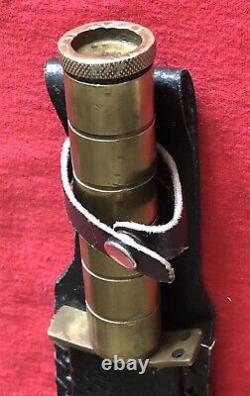 Wilderness Survival Knife Brass Storage Handle Vintage Black Sheath