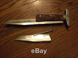 Ww2 German Hunting Knife With Foldable Blade And Very Unusual Scabbard