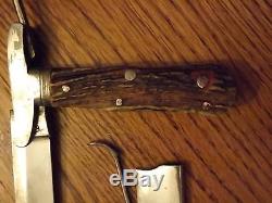 Ww2 German Hunting Knife With Foldable Blade And Very Unusual Scabbard