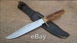 XL Vintage SVOBODA Solingen Germany Bowie Fighting Knife withStag RAZOR SHARP