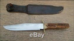 XL Vintage SVOBODA Solingen Germany Bowie Fighting Knife withStag RAZOR SHARP